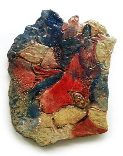 Isle of fungi  breeze 52x42cm glazed stoneware 2011